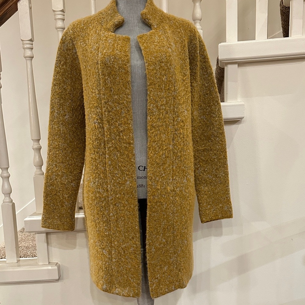 MIA Mustard Bouclé Open-Front Women's Sweater Coat